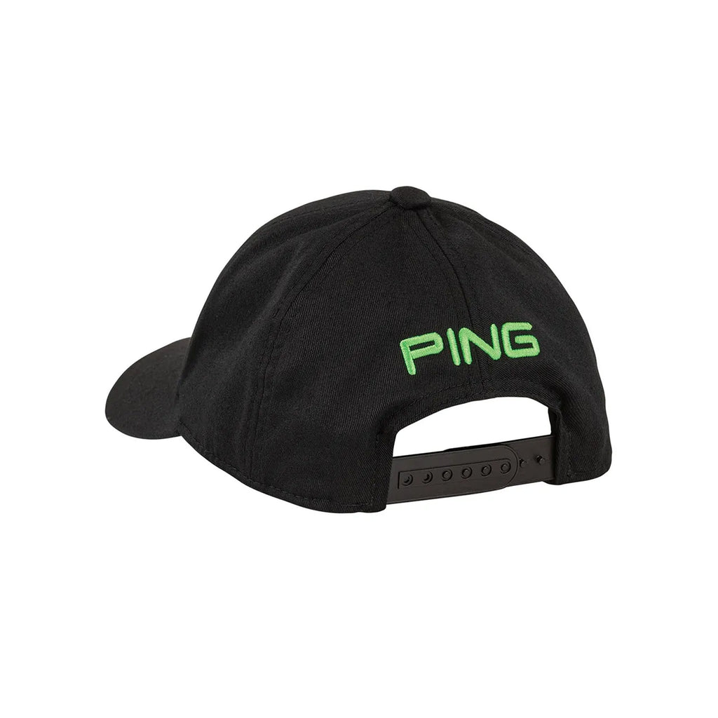 PING Junior Tour Classic Golf Hat Black/Electric Green Greaves Sports