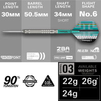 Hydro 03 90% Tungsten - Swiss Point Steel Tip Darts
