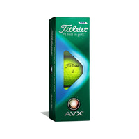 Yellow Titleist AVX 2022 golf ball 3 pack.