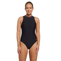 Cable Zipped Hi Neck Swimsuit