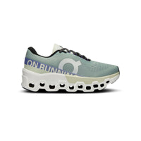 ON Cloudmonster 2 Women's running shoes in Mineral/Aloe.