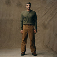 Waffle Knit Henley Waffle Cotton T-Shirt