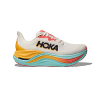 A HOKA Skyward X women's running shoe in Blanc De Blanc/Swim Day.