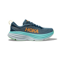 A HOKA Bondi 8 Running Shoe in Real Teal/Shadow