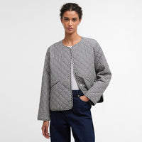 Cashel Check Collarless Quilted Jacket Womens