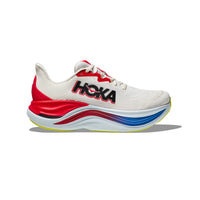HOKA Skyward X running shoe in Blanc De Blanc/Virtual Blue.