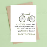 Cyclists biggest fear - Greetings Card