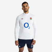 England Rugby 23/24 Warm Up Mid Layer Quarter Zip training top.
