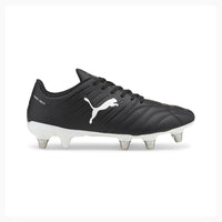 Avant PUMA rugby boots in black and white made from soft synthetic leather