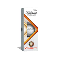A 3 pack of the Titleist Velocity 2022 golf balls.