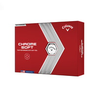 A 12 pack of Callaway Chrome Soft 22 golf balls in white.