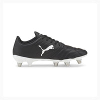 Avant PUMA rugby boots in black and white made from soft synthetic leather