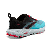 Brooks' women's Cascadia 17 women's running shoe in blue fish/black.