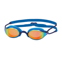 Zoggs fusion air titanium swimming goggles for adults in blue and orange