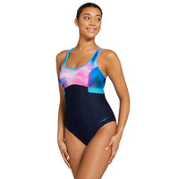 Flashdrive Dakota Print Crossback Swimsuit Womens