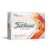 12 Pack of Titleist Velocity 2022 Golf Balls in orange.
