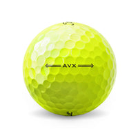 Yellow Titleist AVX 2022 golf ball.