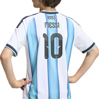 Argentina 26 Home Messi Football Shirt Jnr