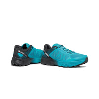 Spin Ultra trail running shoes from Scarpa. Azure blue and black colour