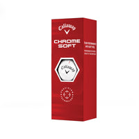 A pack of 3 Callaway Chrome Soft 22 golf balls in white.