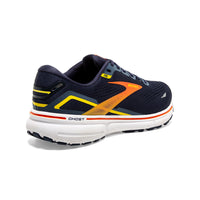 Brooks ghost 15 running shoe in peacoat red/blue.