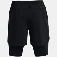 Under Armour Launch 5 inch 2in1 shorts in black.