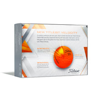 Box of 12 Titleist Velocity 2022 golf balls in orange.
