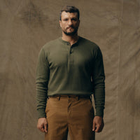 Waffle Knit Henley Waffle Cotton T-Shirt