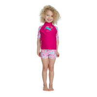 TODDLERS SHORT SLEEVE PRINTED UNICORN RASH TOP SET
