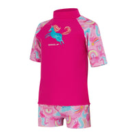 TODDLERS SHORT SLEEVE PRINTED UNICORN RASH TOP SET