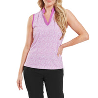 Animal Print Sleeveless Lisle Polo Shirt Womens