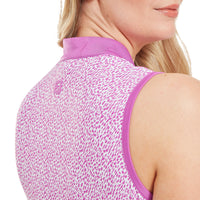 Animal Print Sleeveless Lisle Polo Shirt Womens