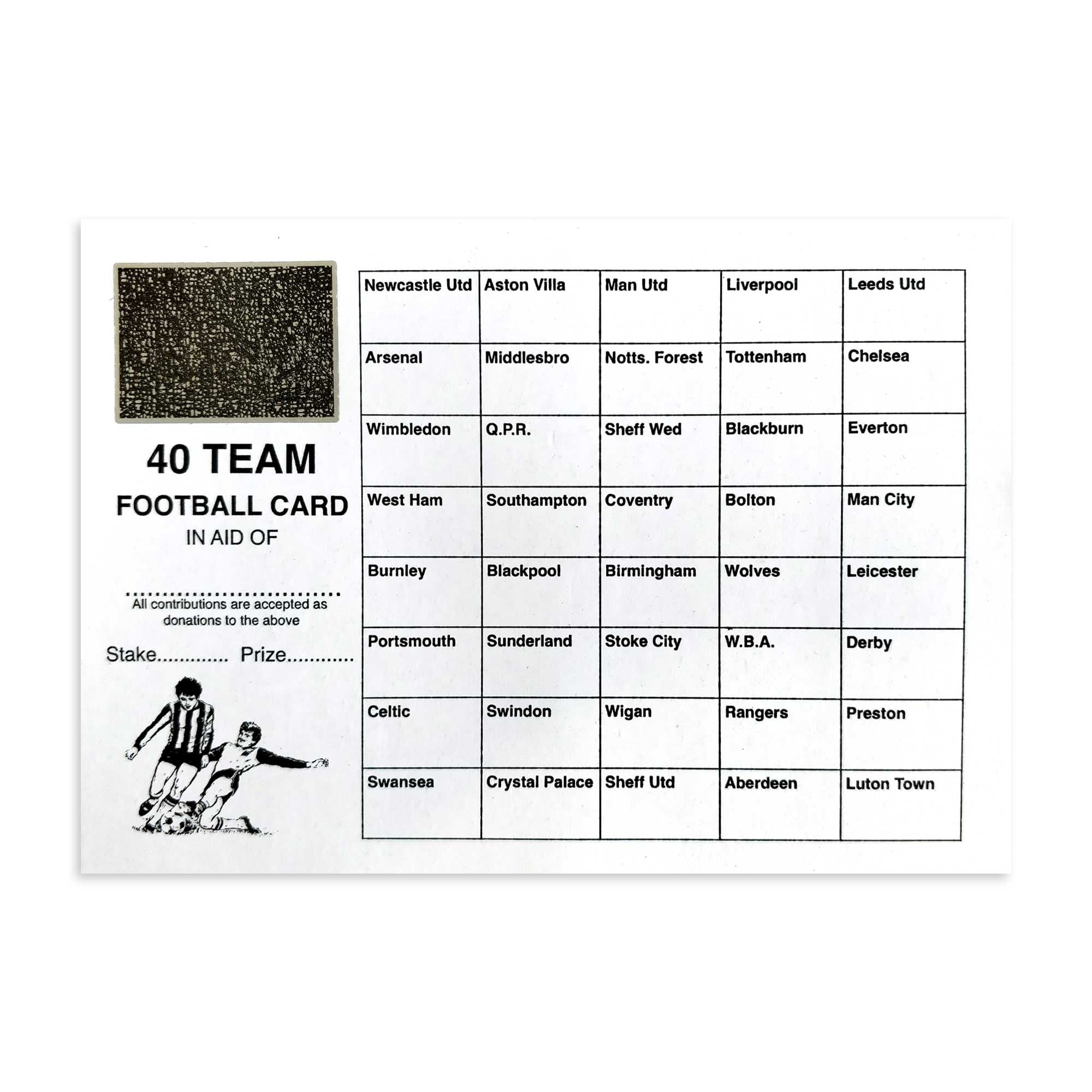 Blind Cards Crystals 10 X 40 Tea Football Scratch Cards UK Tea Naes Bus Stop Cards