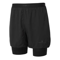 Ronhill Tech Revive 5 inch twin shorts in black.