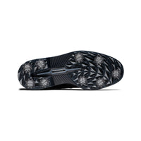 The sole of a FootJoy Premier Series Packard wide golf shoe in black.