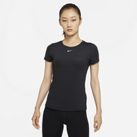 black Nike Dri-Fit One Slim Fit Short Sleeve Top Womens