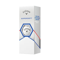 A 3 pack of Callaway Supersoft 23 golf balls in white.