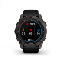 Garmin Fenix 7X Sapphire Solar fitness watch in Carbon grey.