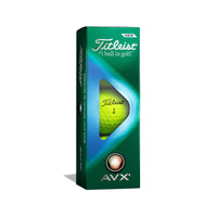 A 3 pack of Titleist AVX 2022 Golf balls in yellow.