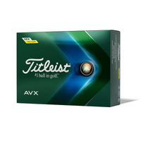 A 12 pack of Titleist AVX 2022 Golf balls in yellow.