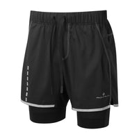 Ronhill Tech Afterhours Twin shorts in black.