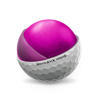 The inner layers of a Titleist AVX Golf ball in white.