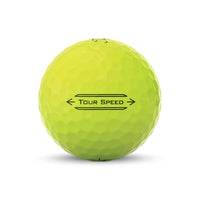 A Titleist Tour Speed 2022 golf ball in yellow.