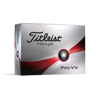 A 12 pack of Titleist Pro V1x golf balls in white.
