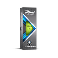 A 3 pack of Titleist Tour Speed 2022 golf balls in yellow.