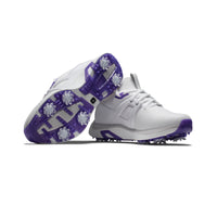 FootJoy Hyperflex Women's golf shoe in white and purple.