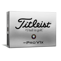 A 12 pack of Titleist Pro V1X left dash golf balls in white
