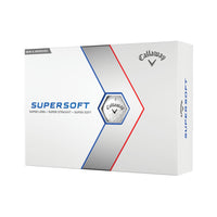 A 12 pack of Callaway Supersoft 23 Golf balls in white.