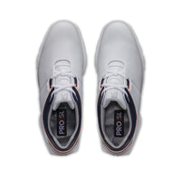 FootJoy Pro SL golf shoes in white and navy.