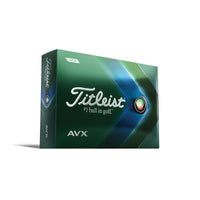 A 12 pack of Titleist AVX 2022 golf balls in white.